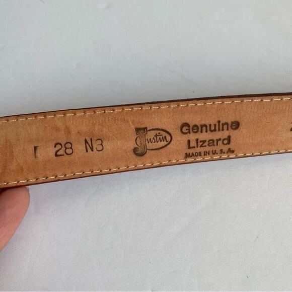 Vintage‎ Justin Lizard Leather Belt Brown Reptile Western Unisex Mens Womens 28 main image 7